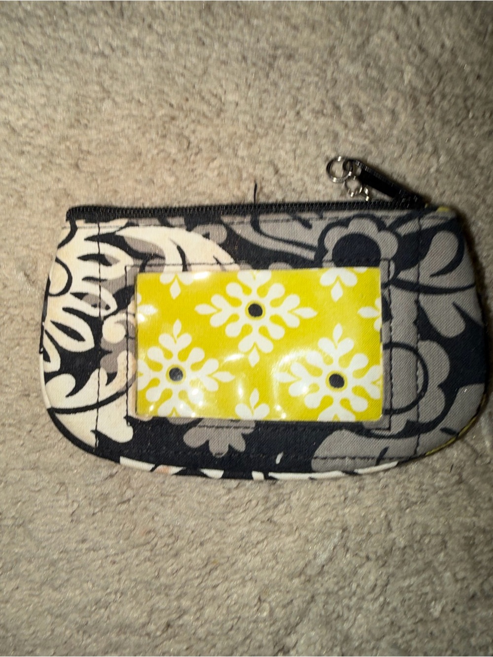 Vera Bradley Black White and Yellow Floral Coin Pouch